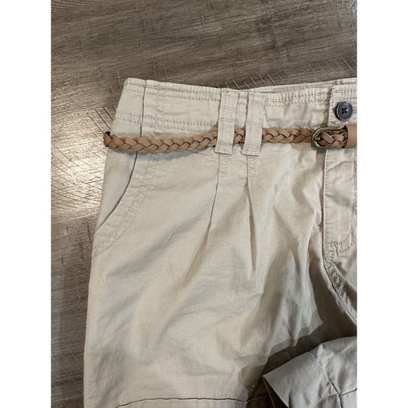 NWT Sonoma Women’s Size 12 Tan Khaki MidRise Belted Modern Short Comfort Stretch - Picture 6 of 16